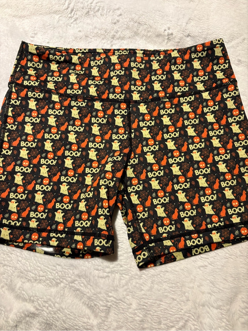 IAB MFG Halloween Boo Ghost Print Women's Black and Orange Shorts - size 8/M